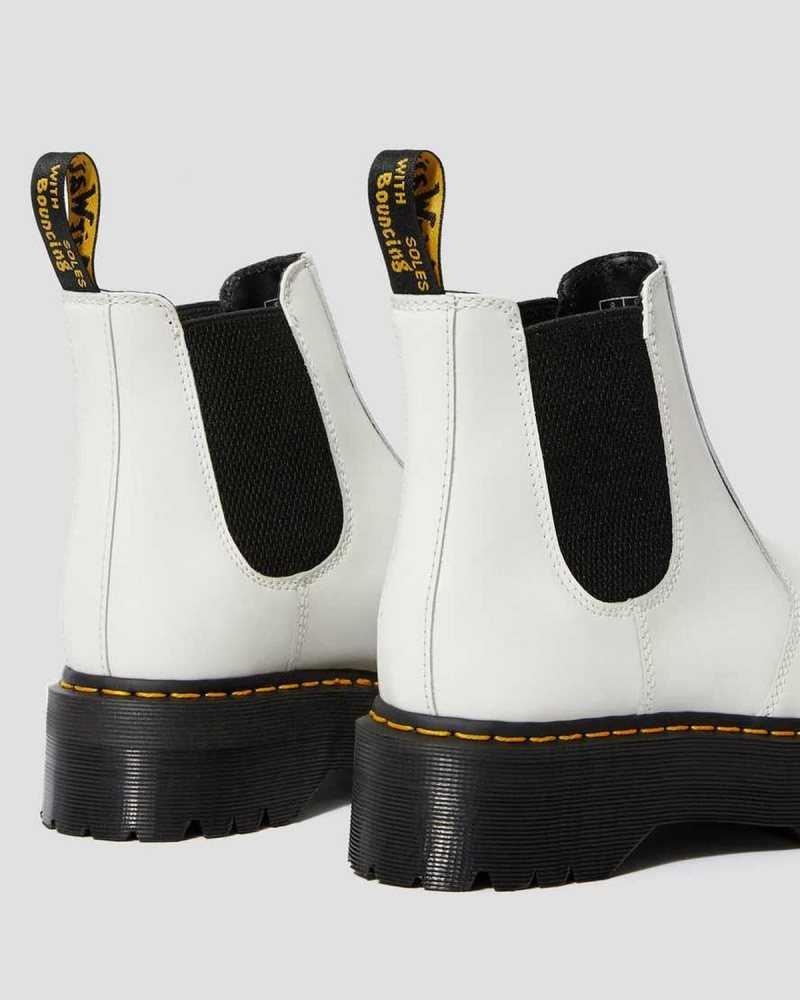 Dr Martens 2976 Smooth Leather Platform Chelsea Boots White | 17XDIMWJV