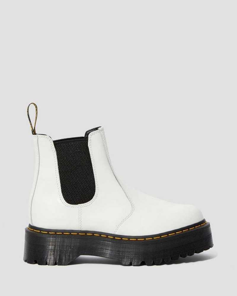 Dr Martens 2976 Smooth Leather Platform Chelsea Boots White | 17XDIMWJV