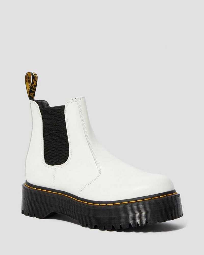 Dr Martens 2976 Smooth Leather Platform Chelsea Boots White | 17XDIMWJV