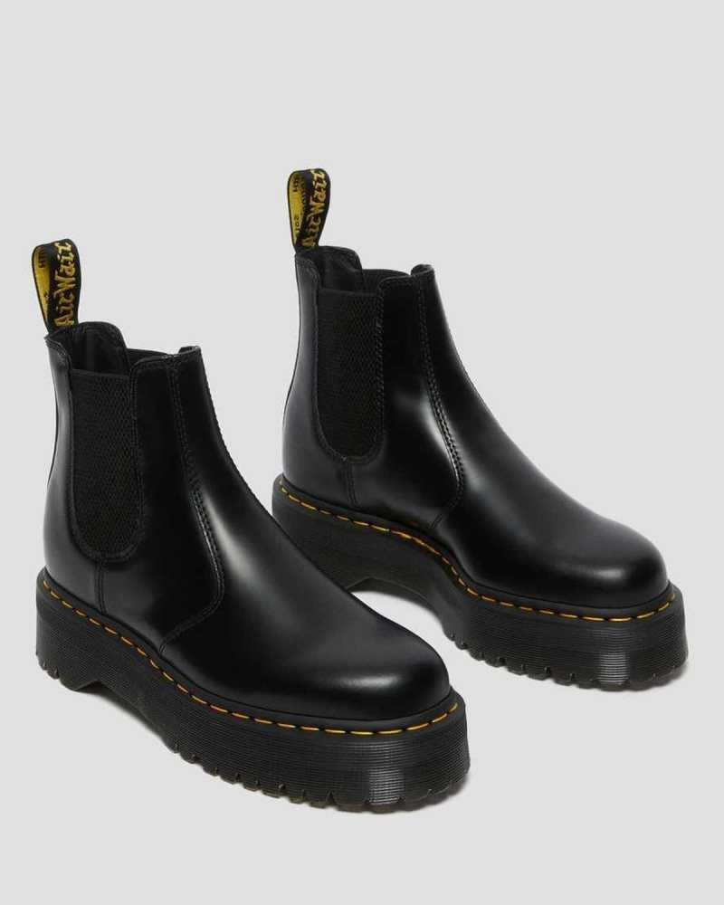 Dr Martens 2976 Smooth Leather Platform Chelsea Boots Black | 13FLHNRPI