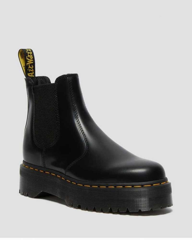 Dr Martens 2976 Smooth Leather Platform Chelsea Boots Black | 13FLHNRPI