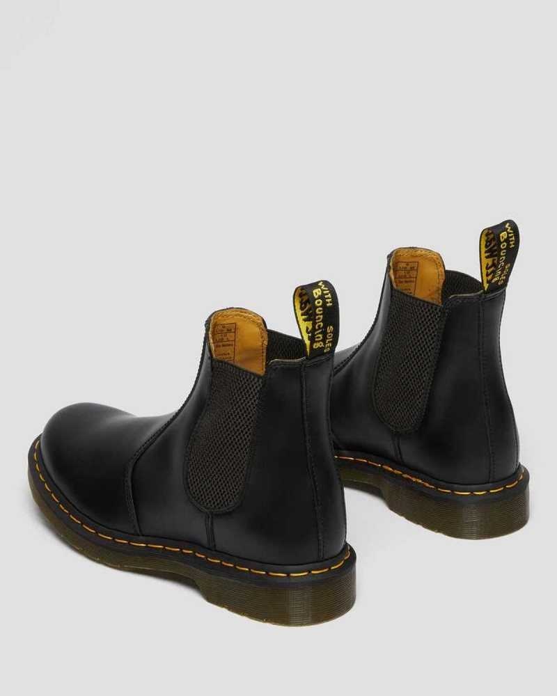 Dr Martens 2976 Yellow Stitch Smooth Leather Chelsea Boots Black | 17HKSFYAT