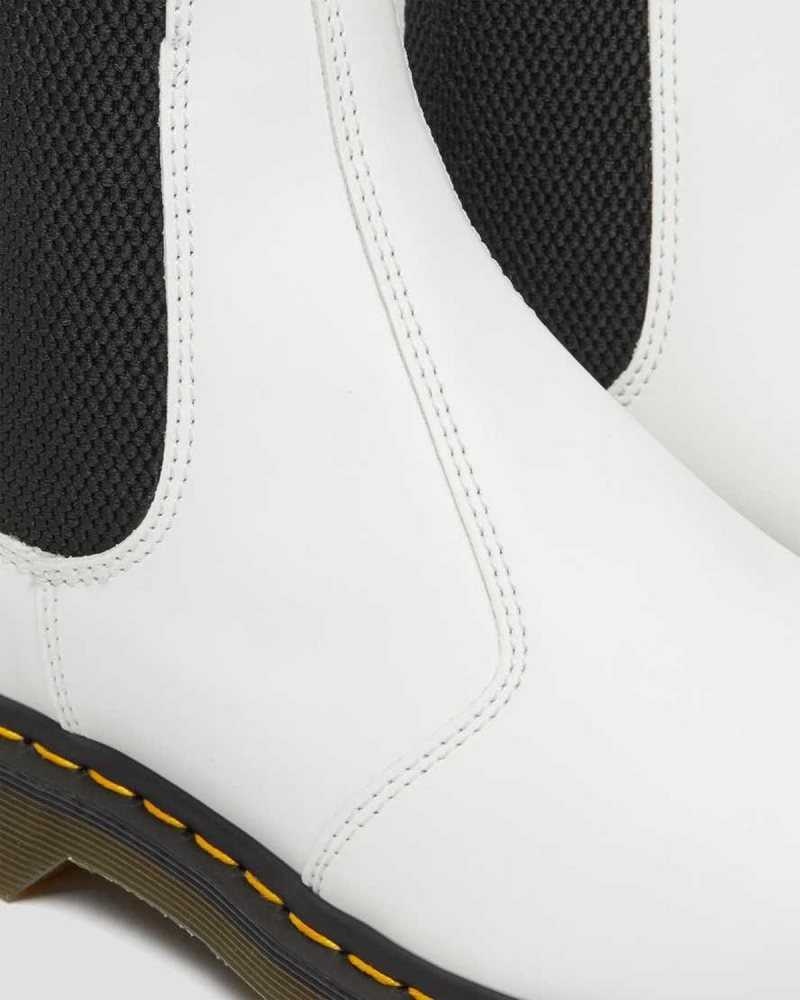 Dr Martens 2976 Yellow Stitch Smooth Leather Chelsea Boots White | 90UMKCNZA