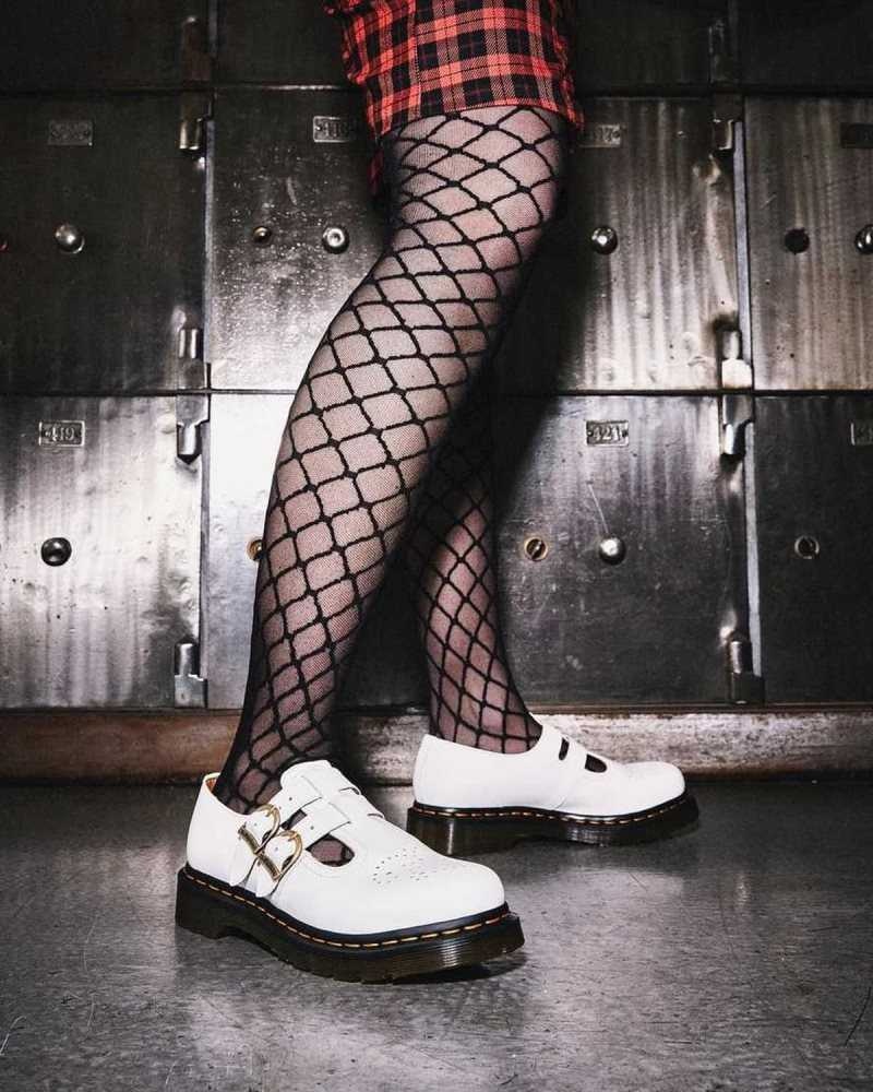 Dr Martens 8065 Smooth Leather Mary Jane Shoes White | 13AHVYSEP