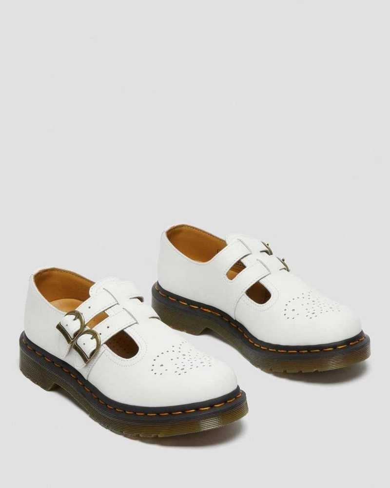 Dr Martens 8065 Smooth Leather Mary Jane Shoes White | 13AHVYSEP