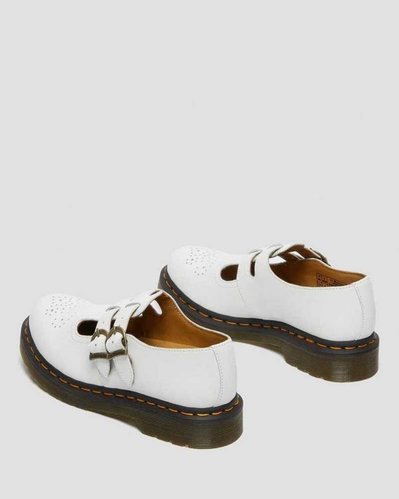 Dr Martens 8065 Smooth Leather Mary Jane Shoes White | 13AHVYSEP