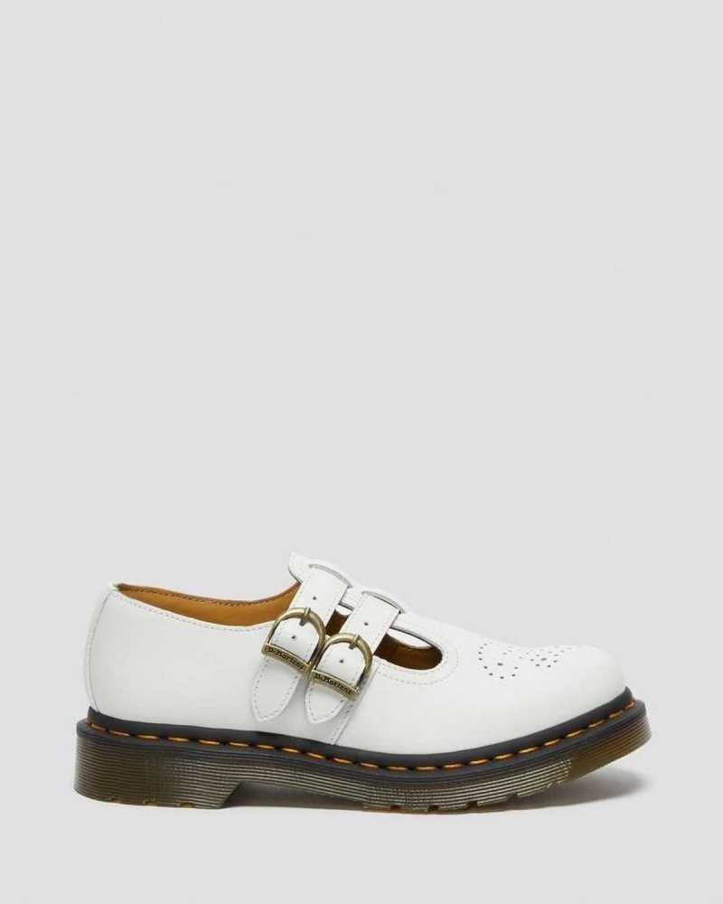 Dr Martens 8065 Smooth Leather Mary Jane Shoes White | 13AHVYSEP