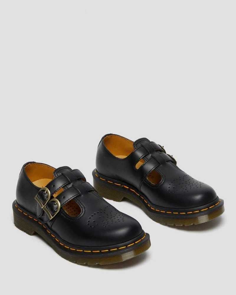 Dr Martens 8065 Smooth Leather Mary Jane Shoes Black | 08UIGWTDV