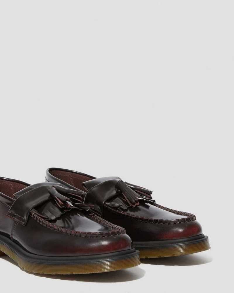 Dr Martens Adrian Arcadia Leather Tassle Loafers Pink Red | 06YSMOXTQ