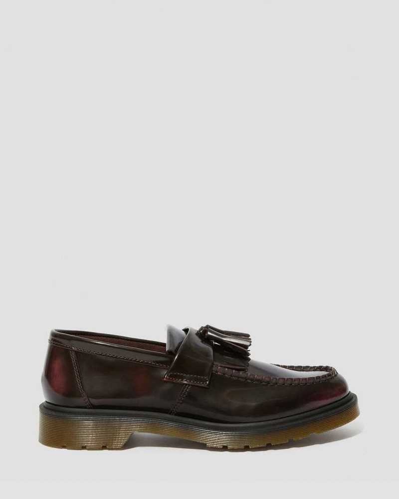 Dr Martens Adrian Arcadia Leather Tassle Loafers Pink Red | 06YSMOXTQ