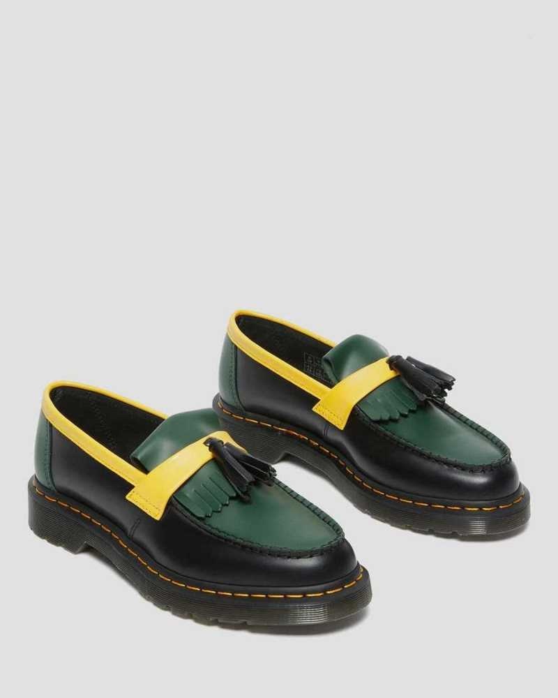 Dr Martens Adrian Contrast Smooth Leather Tassle Loafers Black | 87TDYPLKB