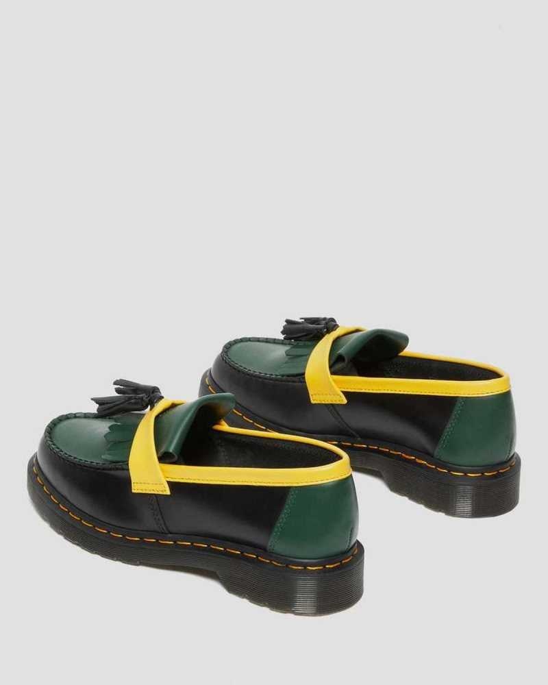 Dr Martens Adrian Contrast Smooth Leather Tassle Loafers Black | 87TDYPLKB