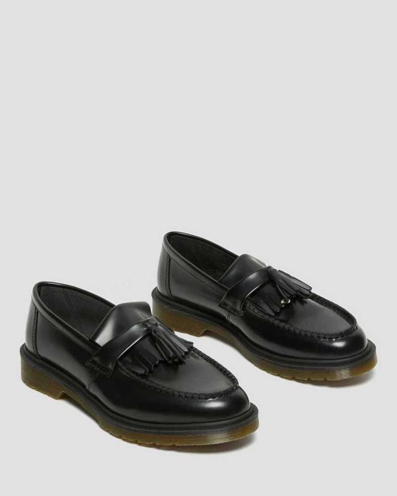 Dr Martens Adrian Smooth Leather Tassle Loafers Black | 85STKGXCP