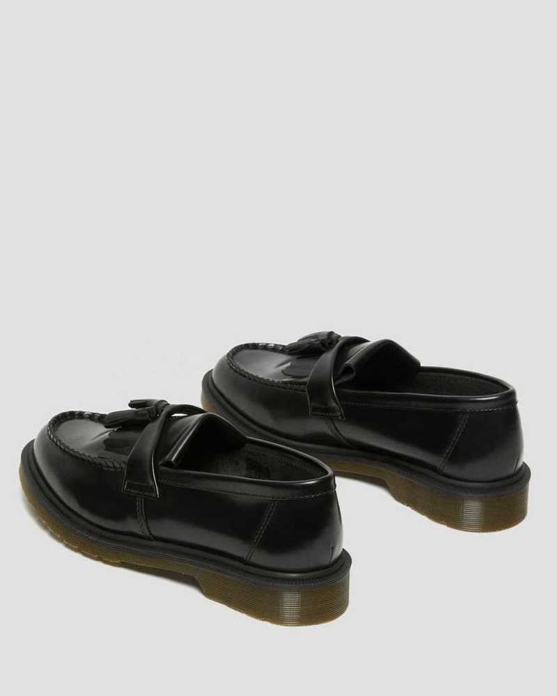 Dr Martens Adrian Smooth Leather Tassle Loafers Black | 69PZOMGQV