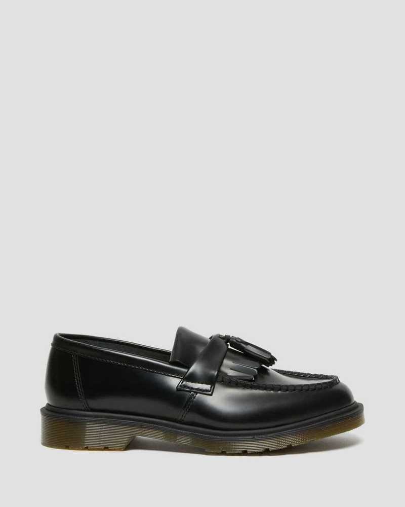 Dr Martens Adrian Smooth Leather Tassle Loafers Black | 69PZOMGQV