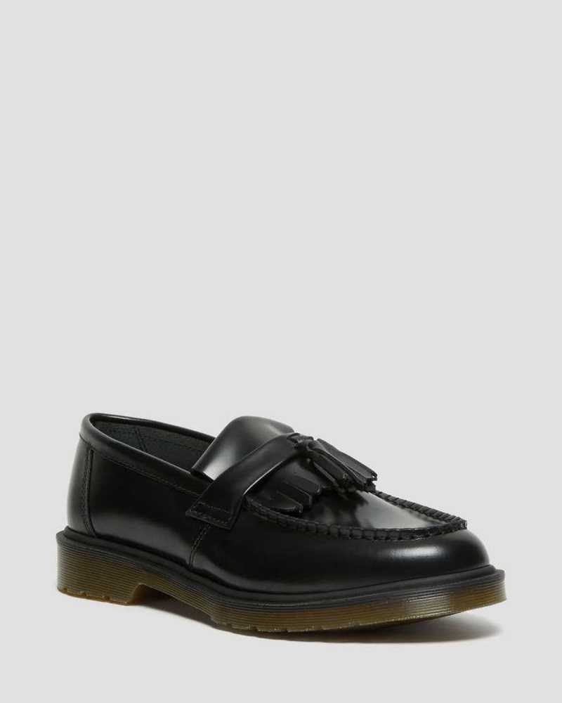 Dr Martens Adrian Smooth Leather Tassle Loafers Black | 69PZOMGQV