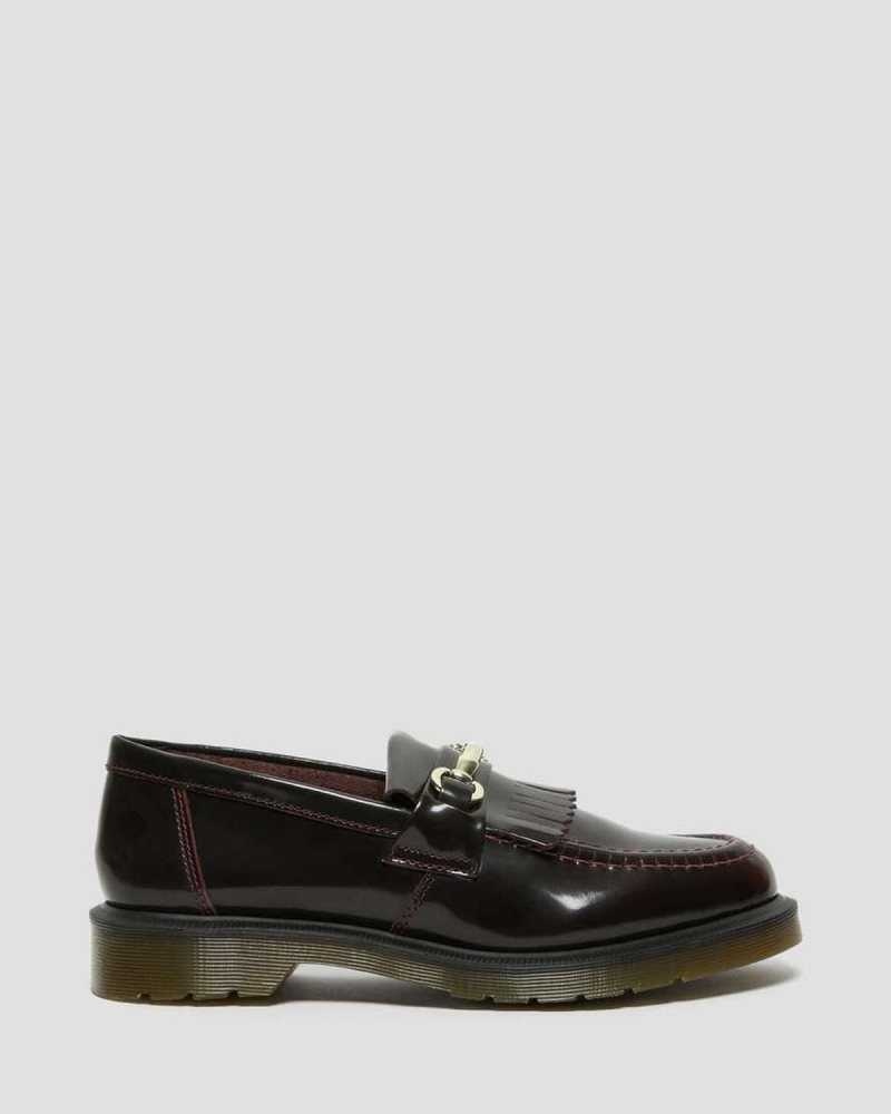 Dr Martens Adrian Snaffle Smooth Leather Kiltie Loafers Pink Red | 07CHSEVNU