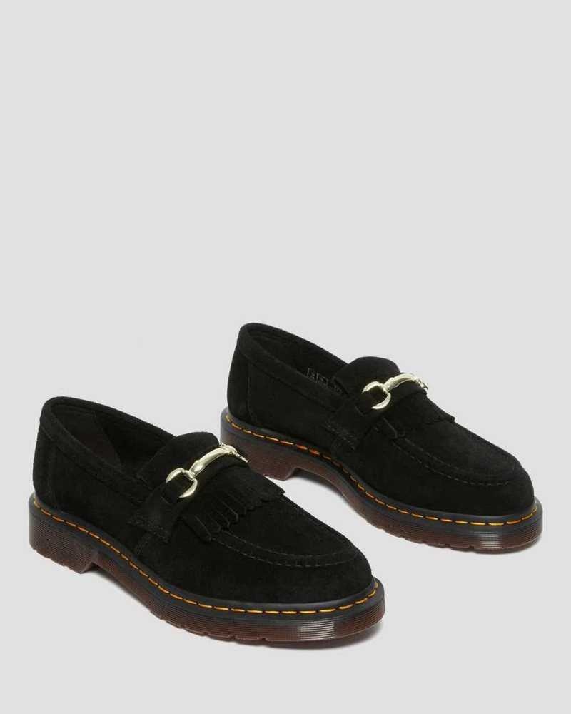 Dr Martens Adrian Snaffle Suede Loafers Black | 76PHSVNMU