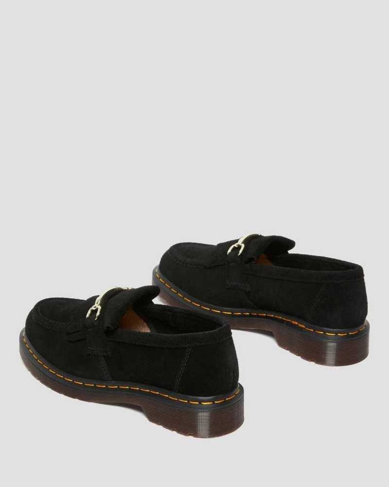 Dr Martens Adrian Snaffle Suede Loafers Black | 76PHSVNMU