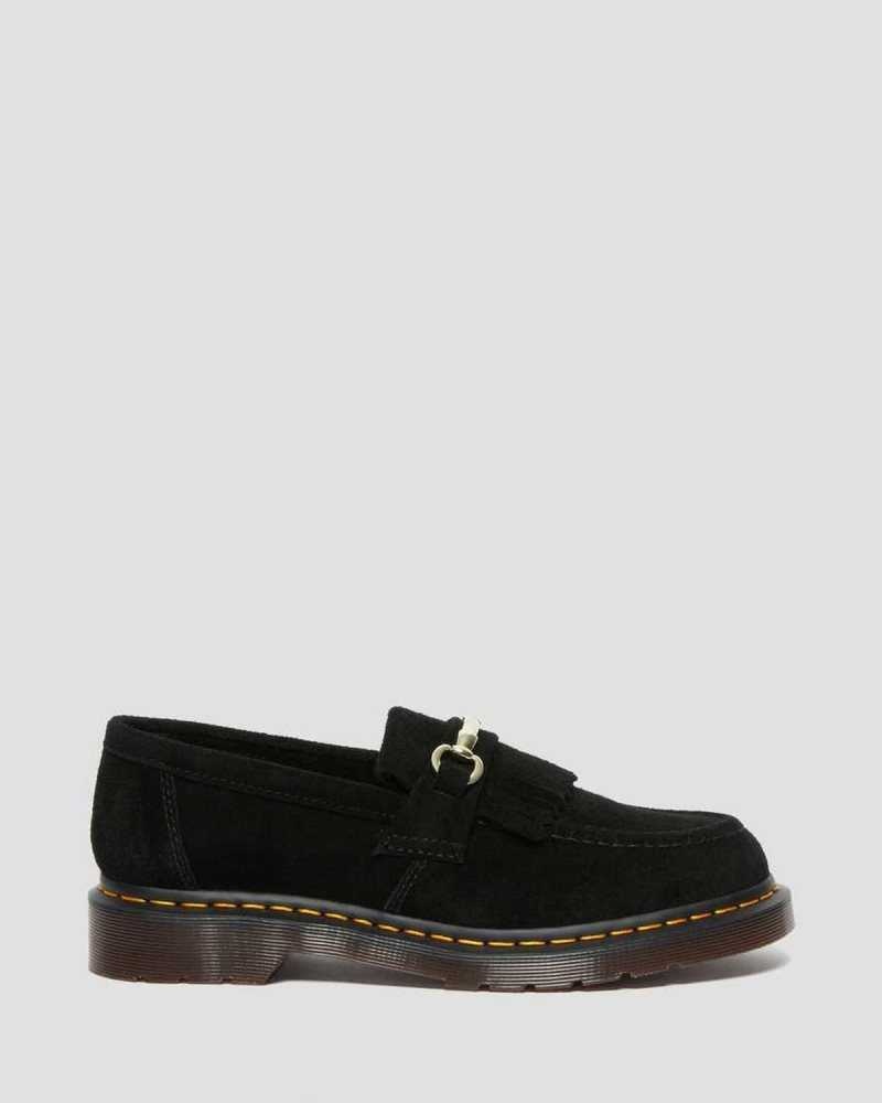 Dr Martens Adrian Snaffle Suede Loafers Black | 76PHSVNMU