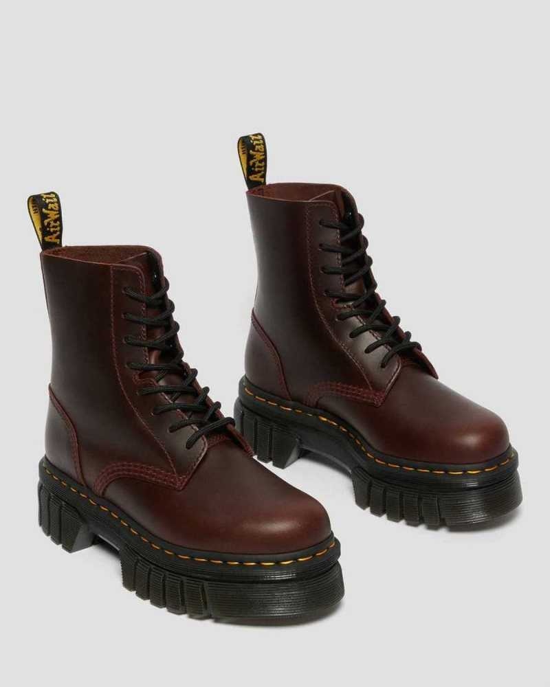 Dr Martens Audrick Brando Leather Platform Lace Up Boots Brown | 26TDNOQFM