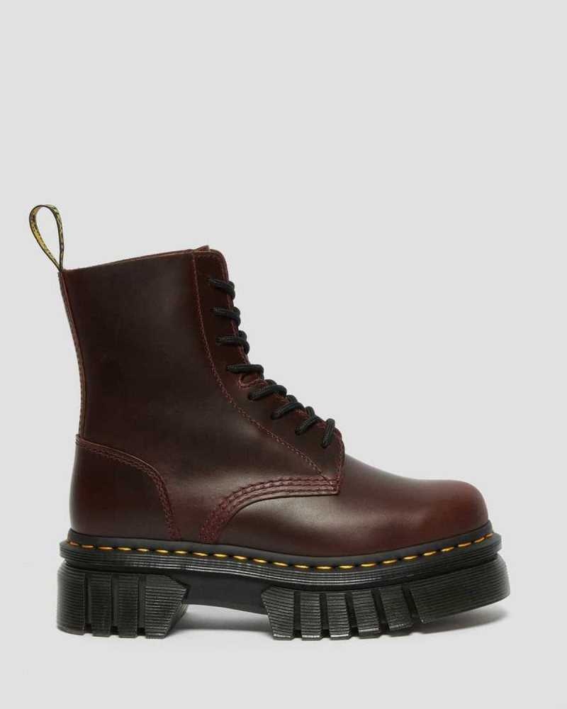 Dr Martens Audrick Brando Leather Platform Lace Up Boots Brown | 26TDNOQFM