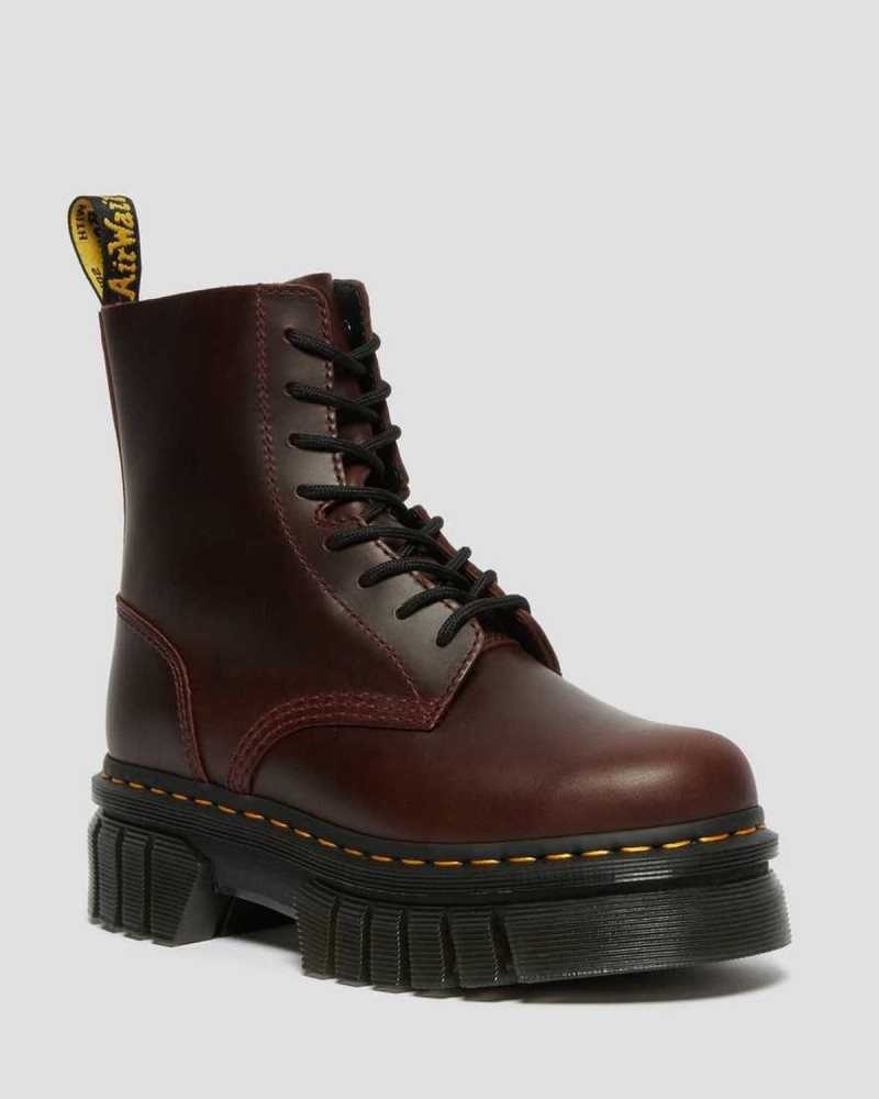 Dr Martens Audrick Brando Leather Platform Lace Up Boots Brown | 26TDNOQFM