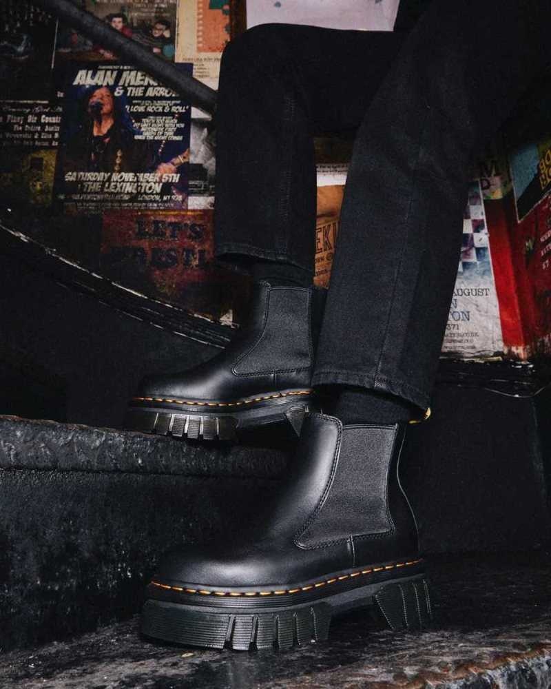 Dr Martens Audrick Nappa Leather Platform Chelsea Boots Black | 20PGJDAFL