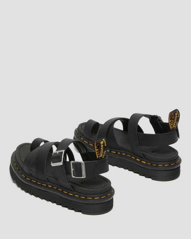 Dr Martens Avry Hydro Leather Strap Sandals Black | 17GQEYIWL