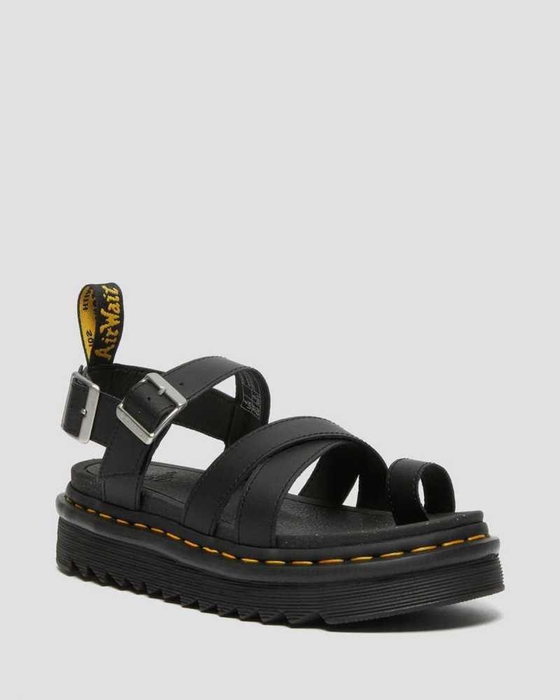 Dr Martens Avry Hydro Leather Strap Sandals Black | 17GQEYIWL