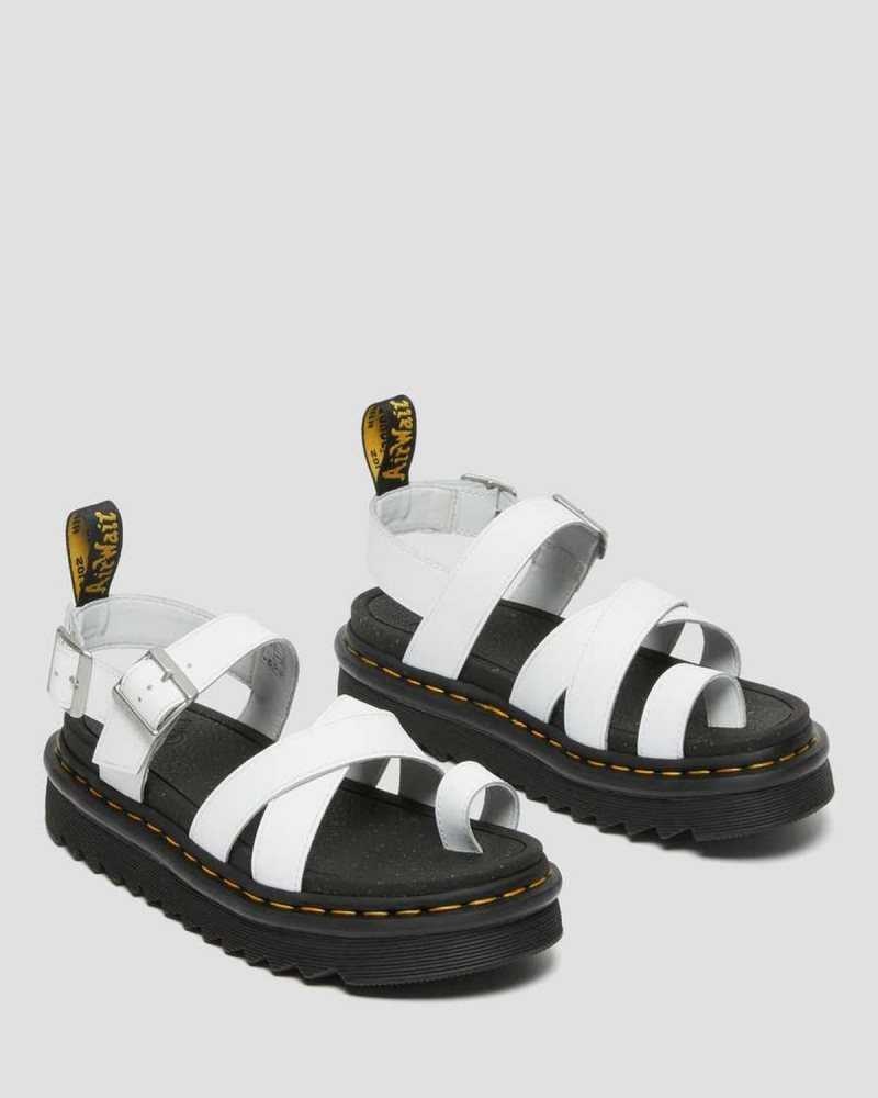 Dr Martens Avry Hydro Leather Strap Sandals White | 46ZTBSEAJ