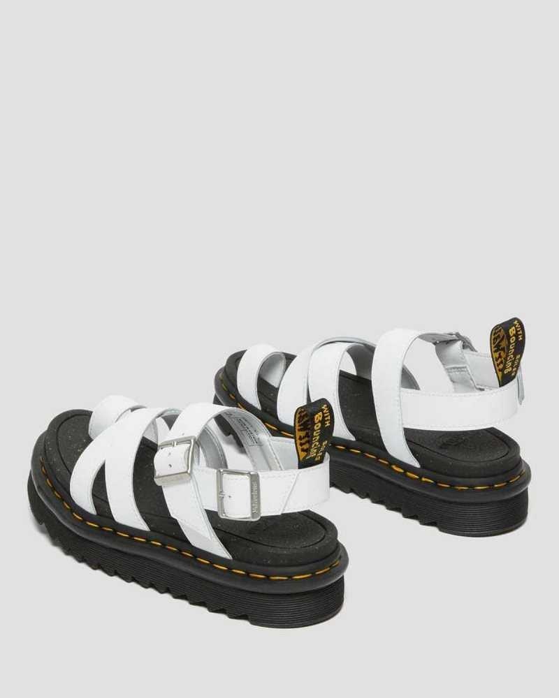 Dr Martens Avry Hydro Leather Strap Sandals White | 46ZTBSEAJ