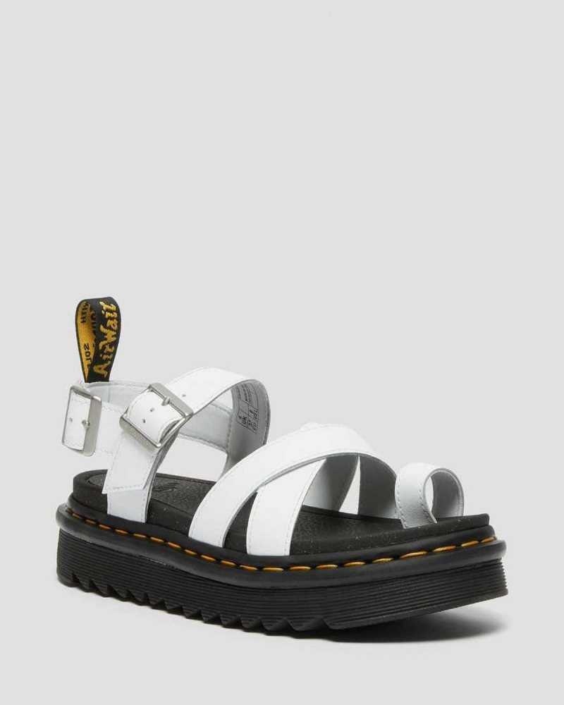 Dr Martens Avry Hydro Leather Strap Sandals White | 46ZTBSEAJ