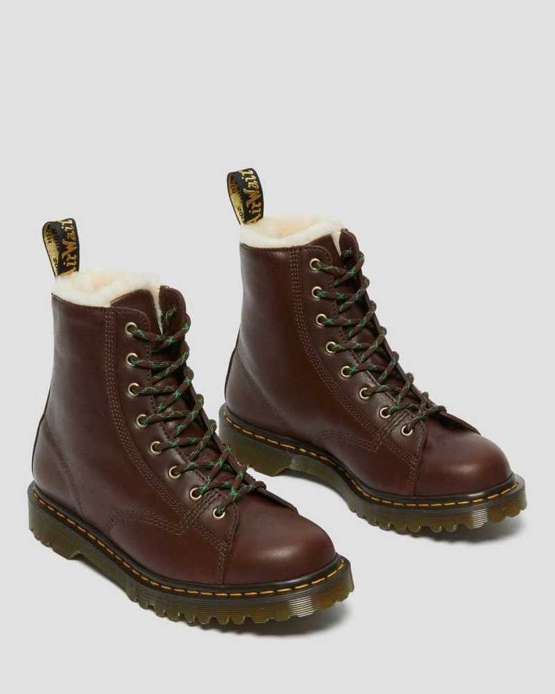 Dr Martens Barton Shearling Lined Leather Boots Brown | 06FUHCOAQ