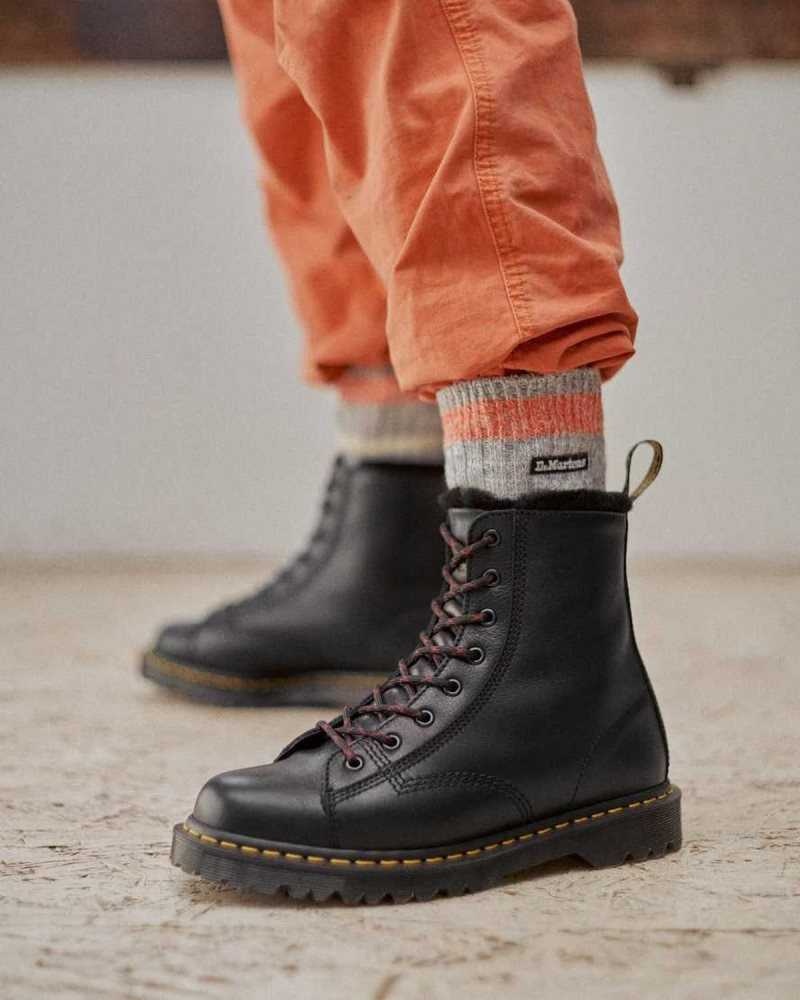 Dr Martens Barton Shearling Lined Leather Boots Black | 85QUOXGFN