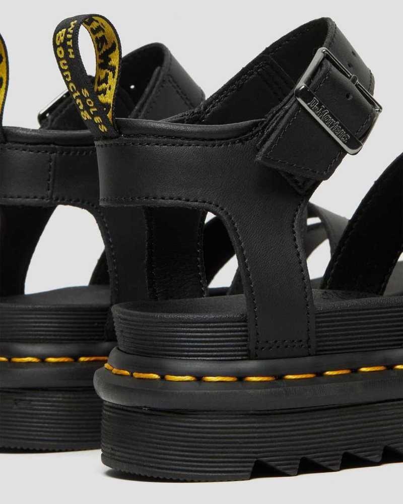 Dr Martens Blaire Hydro Leather Strap Sandals Black | 51YKFVNOP