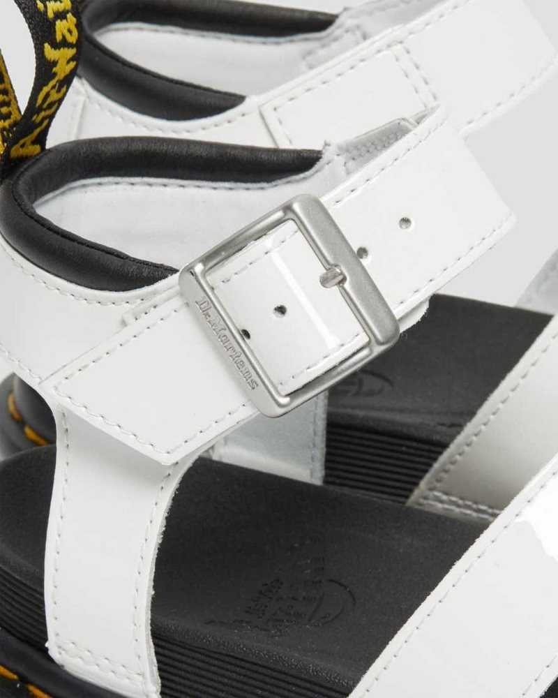 Dr Martens Blaire Patent Leather Strap Sandals White | 13EFCIAOX