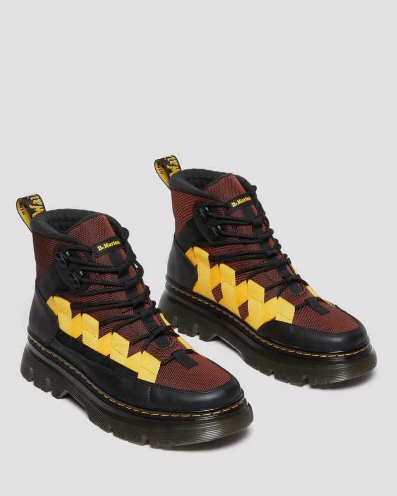 Dr Martens Boury Contrast Nylon & Leather Casual Boots Black / Brown | 24RBQZSJG