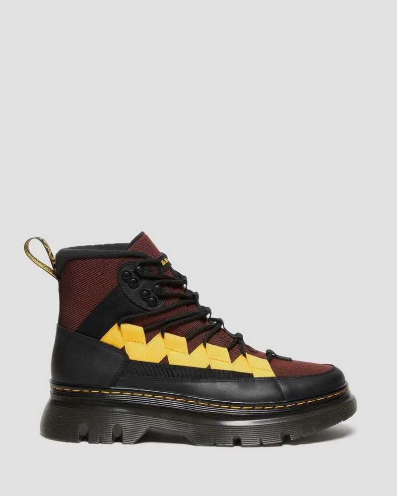 Dr Martens Boury Contrast Nylon & Leather Casual Boots Black / Brown | 32YPNJGTZ