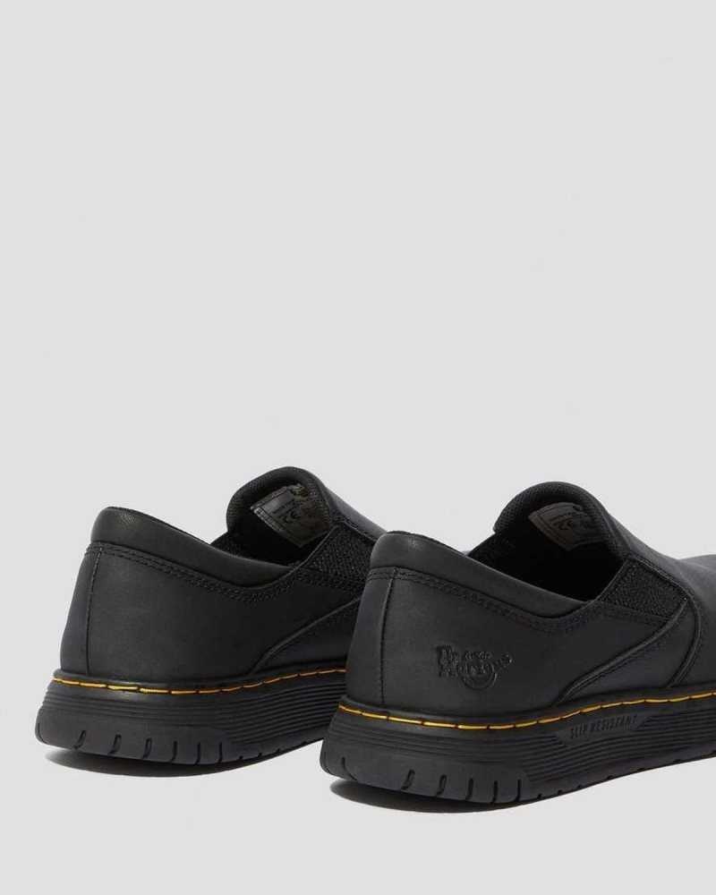 Dr Martens Brockley Slip Resistant Leather Work Shoes Black | 10XMZAUIL