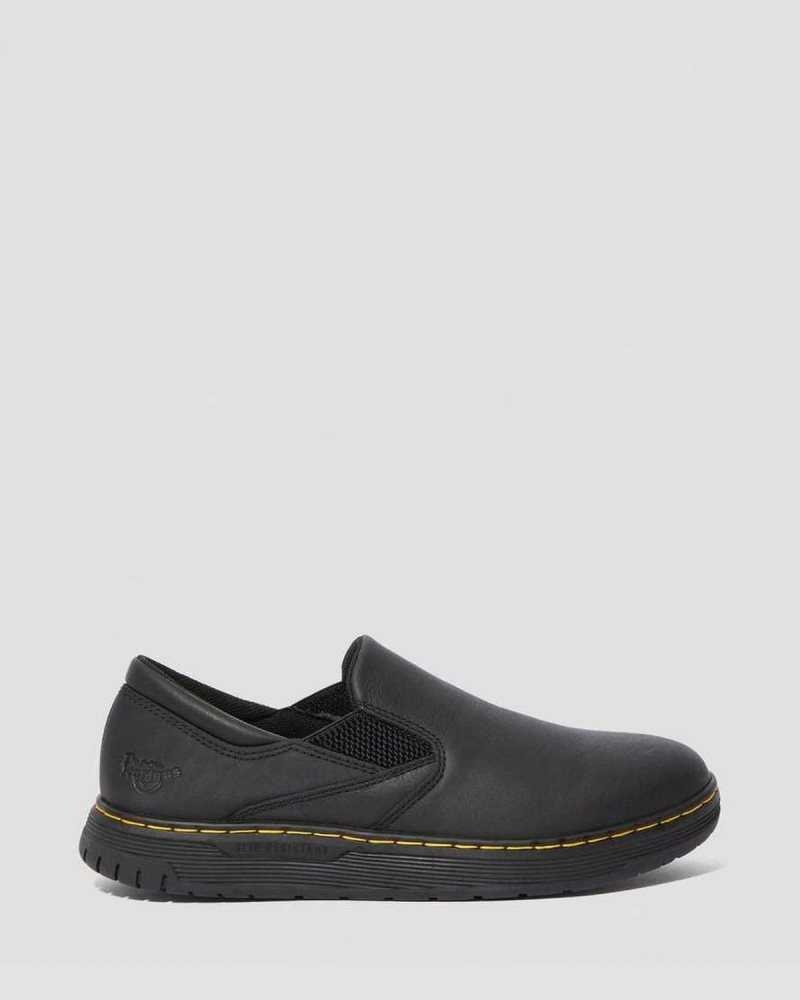 Dr Martens Brockley Slip Resistant Leather Work Shoes Black | 10XMZAUIL