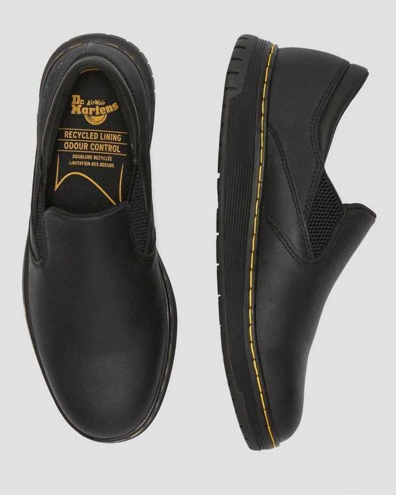 Dr Martens Brockley Slip Resistant Leather Work Shoes Black | 10XMZAUIL