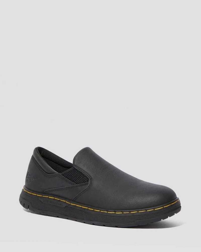 Dr Martens Brockley Slip Resistant Leather Work Shoes Black | 10XMZAUIL