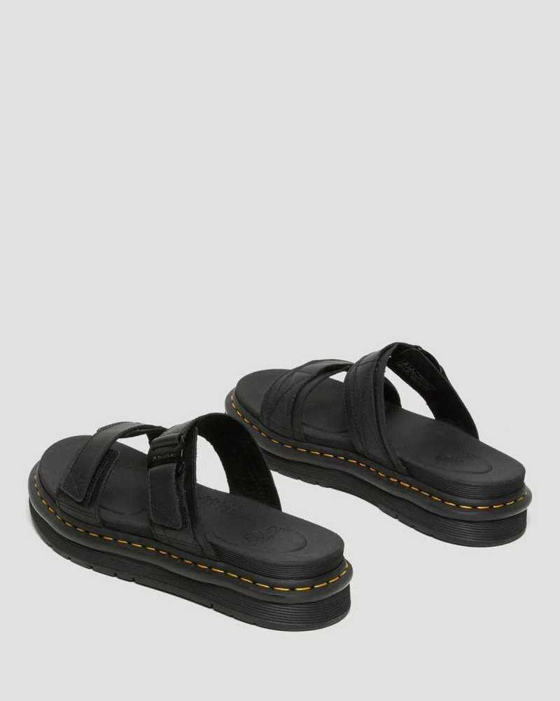 Dr Martens Chilton Leather Slide Sandals Black | 81KPAYJQC