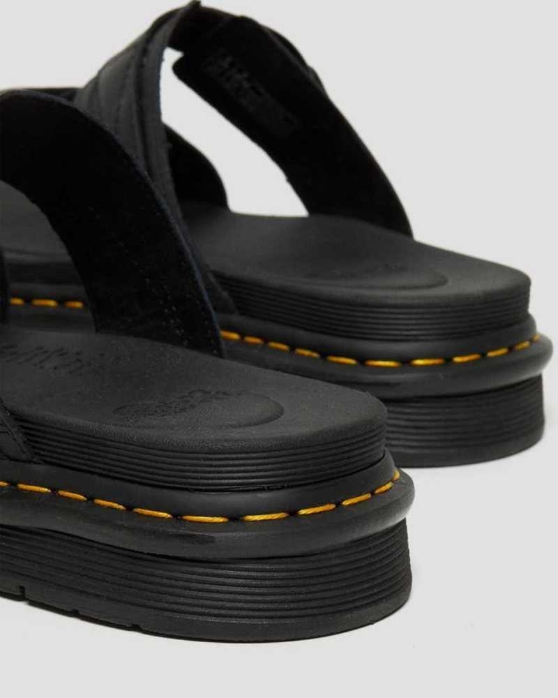 Dr Martens Chilton Leather Slide Sandals Black | 81KPAYJQC