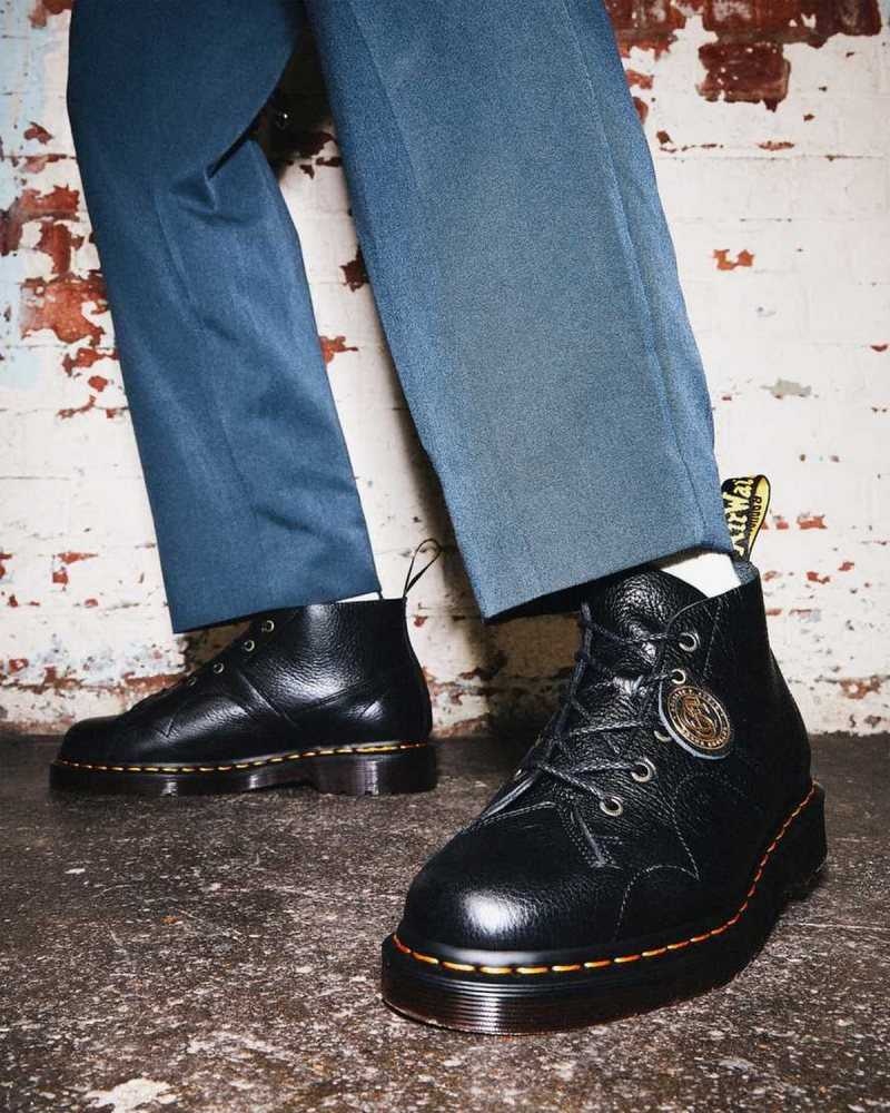 Dr Martens Church Buckingham Leather Monkey Boots Black | 07ZUVKSGR