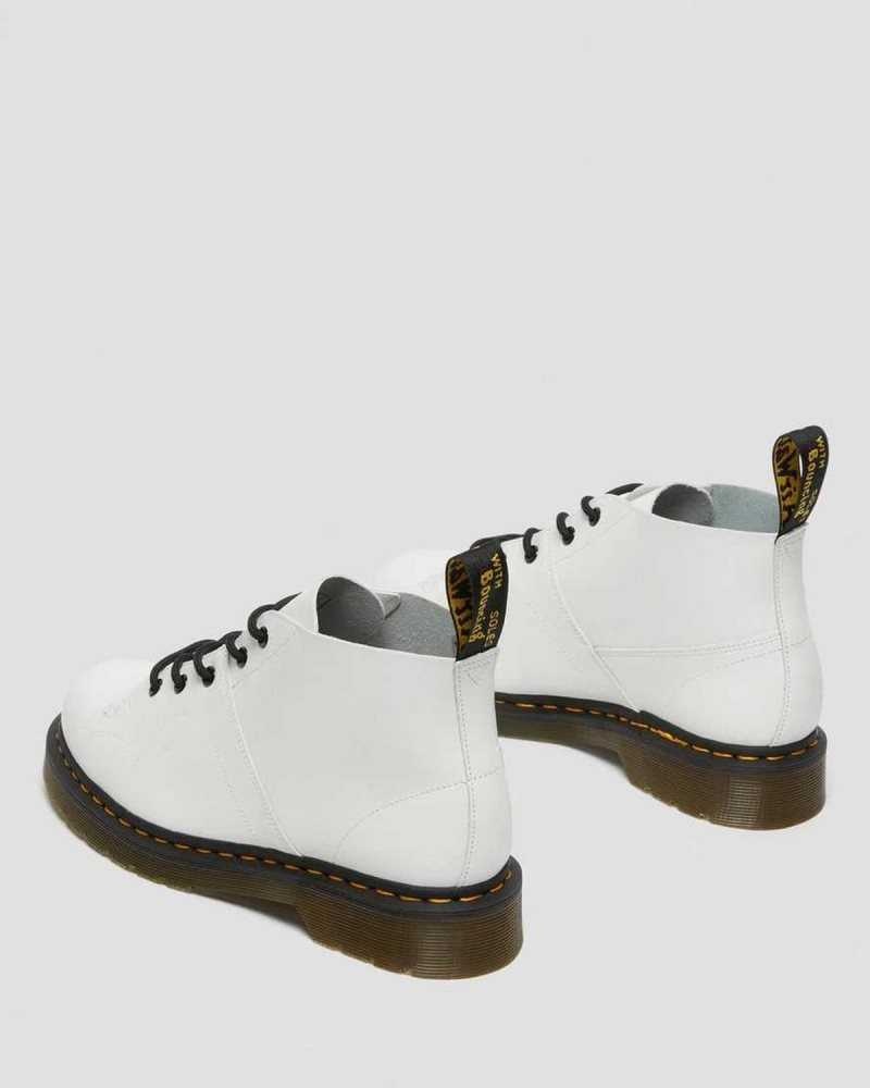 Dr Martens Church Smooth Leather Monkey Boots White | 72LDKSAVC