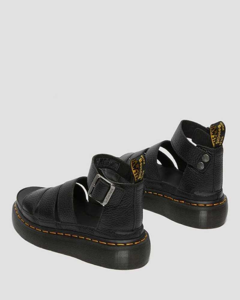 Dr Martens Clarissa II Leather Platform Sandals Black | 46IGHLQCS