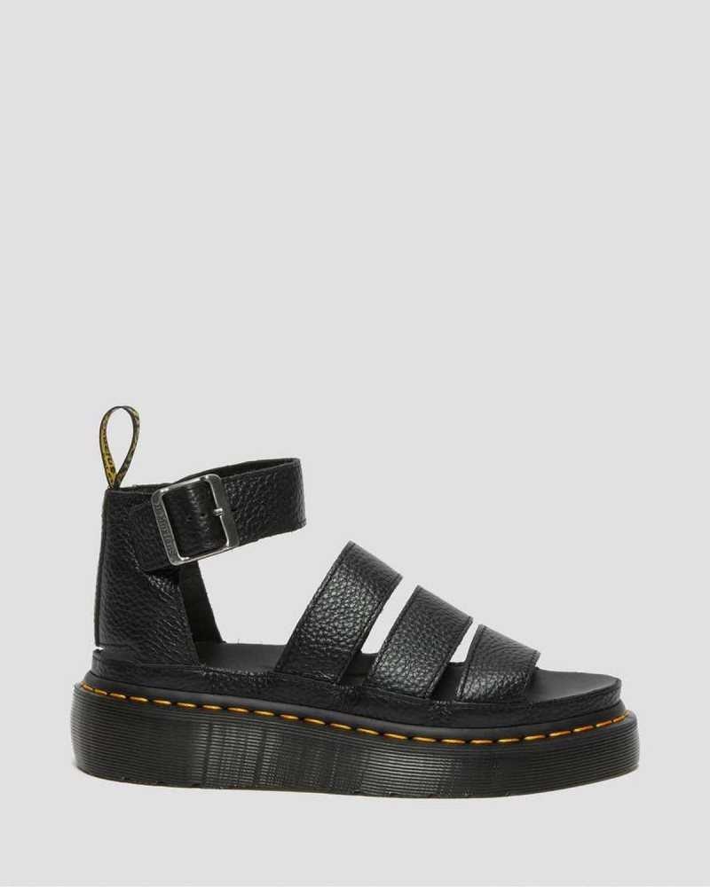 Dr Martens Clarissa II Leather Platform Sandals Black | 46IGHLQCS