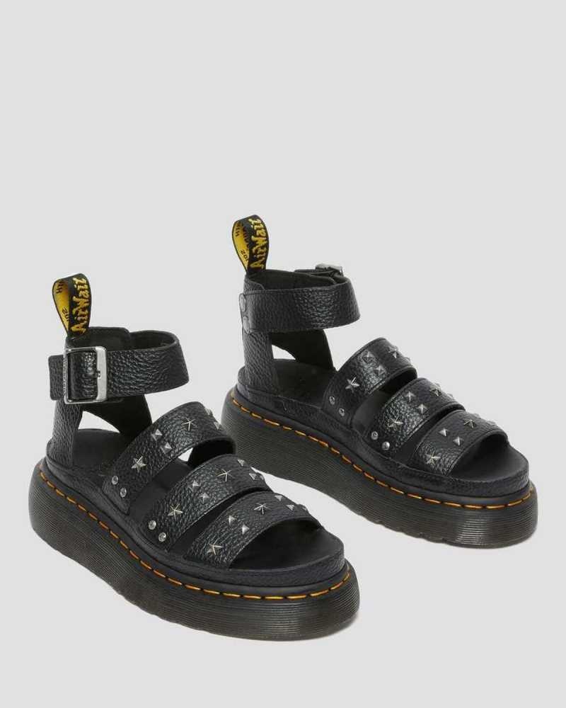 Dr Martens Clarissa Milled Nappa Platform Strap Sandals Black | 01VWAQDOP